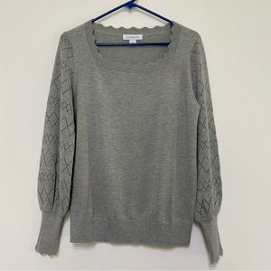 Liz Claiborne Scallop Neck Sweater Size Small Gray